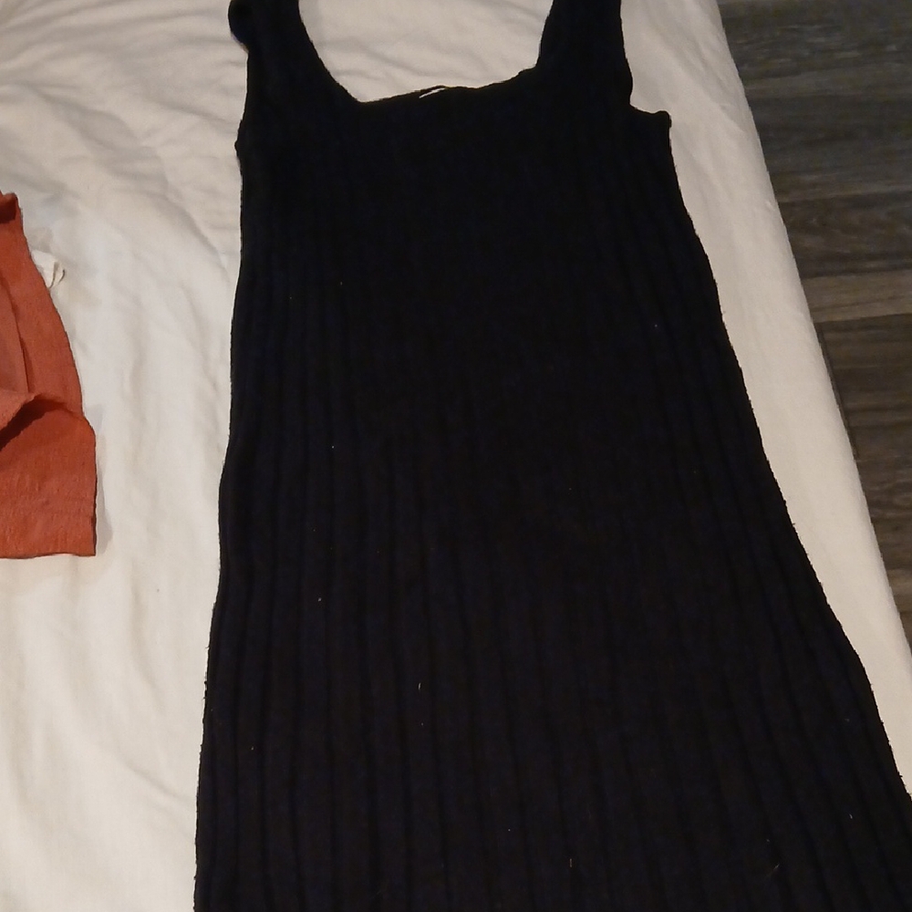 A New Day Black Pleated Midi Dress